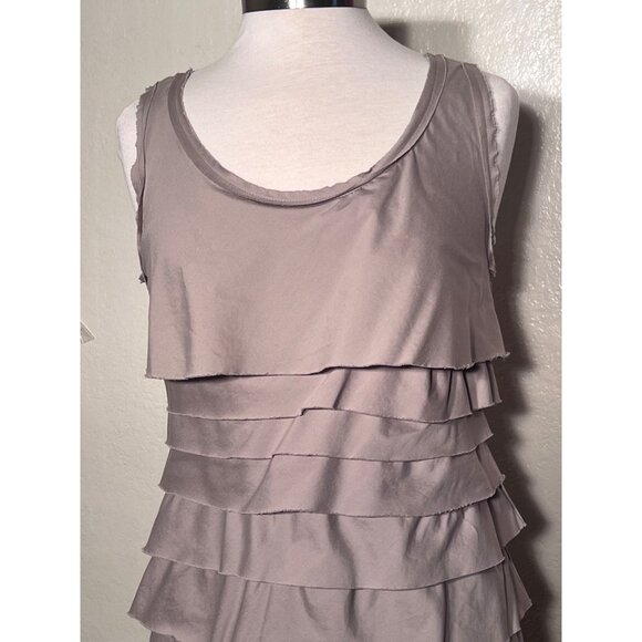 Alfani 8 Gray Sleeveless Tiered Ruffle Dress Cotton/Spandex Blend Pullover - Picture 2 of 16